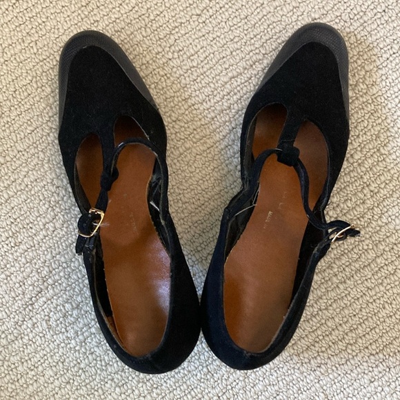 Vintage Black Velvet & Leather Heels - Picture 2 of 5